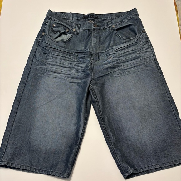 Old Skool Men's Bermuda Shorts Jorts 40  Blue Denim Skater Y2K Baggy - Picture 1 of 7